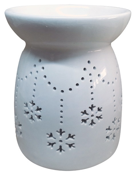 Aromalampa porcelánová s vločkami 13 cm, bílá Anděl Přerov s.r.o.