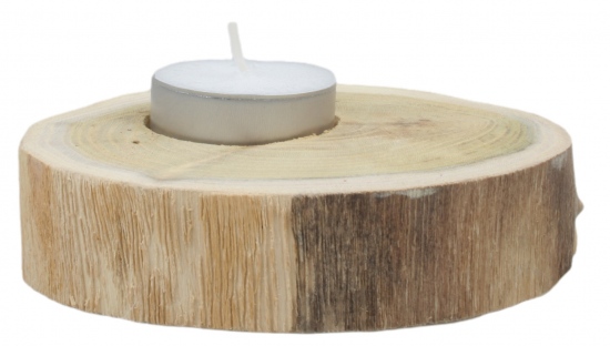 Dřevěný svícen na čajovou svíčku průměr cca 10 cm bez kůry Anděl Přerov s.r.o.