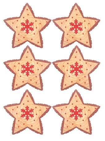 Hvězda dřevěná s lepíkem 4,5 cm, 6 ks Anděl Přerov s.r.o.