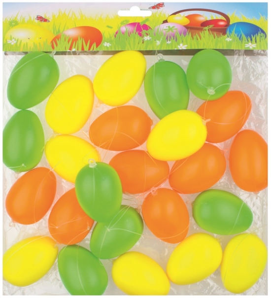 Vajíčka plastová na zavěšení 4 cm, 24 ks v sáčku, mix barev Anděl Přerov s.r.o.