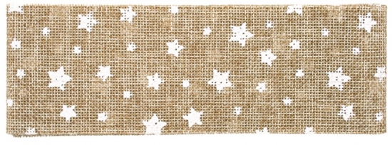 Stuha jutová s bílými hvězdičkami šířka 6 cm, 2 m Anděl Přerov s.r.o.