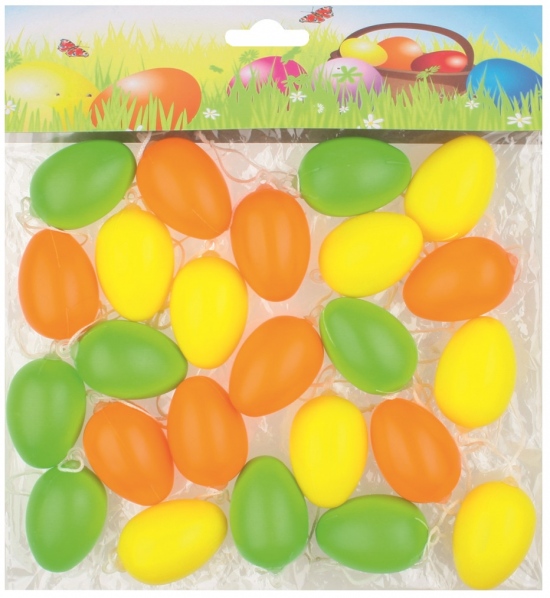 Vajíčka plastová na zavěšení 6 cm, 24 ks v sáčku, mix barev pastel Anděl Přerov s.r.o.
