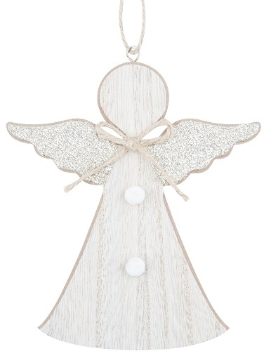 Anděl dřevěný se zlatými křídly na zavěšení 15 cm Anděl Přerov s.r.o.