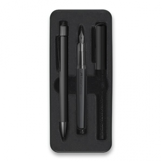 Sada Faber-Castell Hexo Black plnicí pero a kuličková tužka Faber-Castell