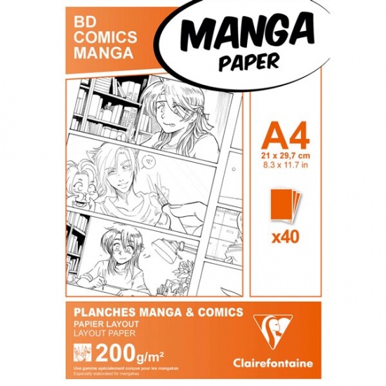 Blok Clairefontaine Manga BD Comic pack A4, 40 listů, 200g Clairefontaine