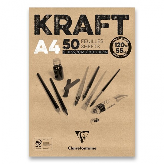 Blok Clairefontaine Brown Kraft A4, 50 listů, 120 g Clairefontaine