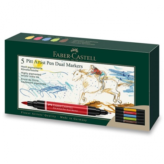 Popisovač Faber-Castell Pitt Artist Pen Dual Marker sada 5 ks Faber-Castell