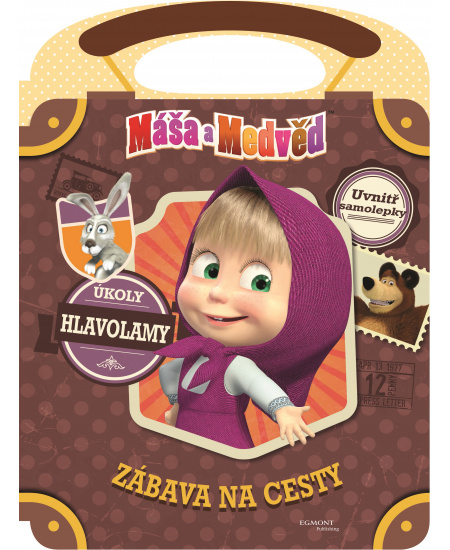 Máša a medvěd - Zábava na cesty - úkoly, hlavolamy! Uvnitř samolepky