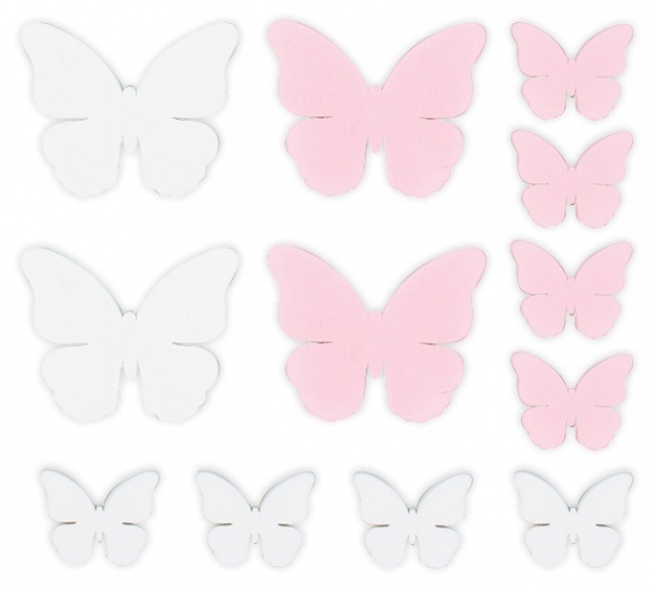 Motýli bílořůžoví velikost 2,5 - 4,5 cm, 12 ks v sáčku Anděl Přerov s.r.o.