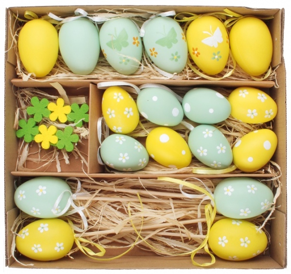 Sada 24 ks - plastová vajíček mix velikostí, dekorace v krabičce Anděl Přerov s.r.o.