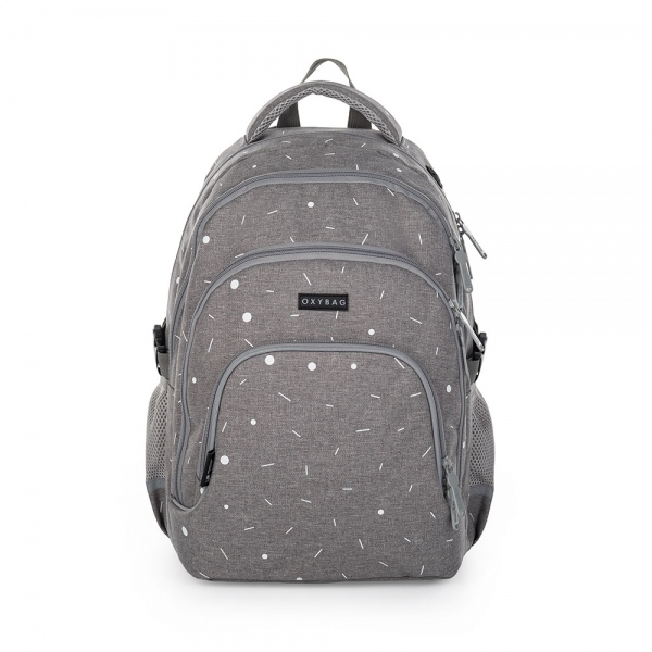 Studentský batoh OXY SCOOLER Grey geometric KARTONPP