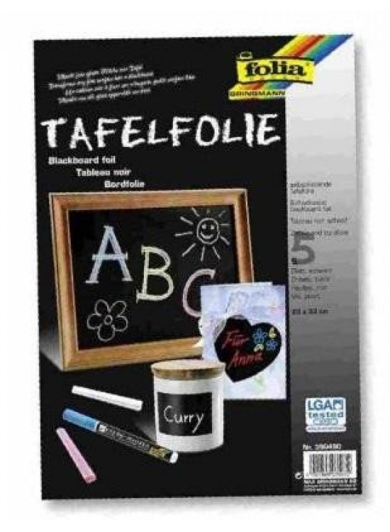 Folia Tabulová folie černá 23 x 33 cm - samolepící 5 listů