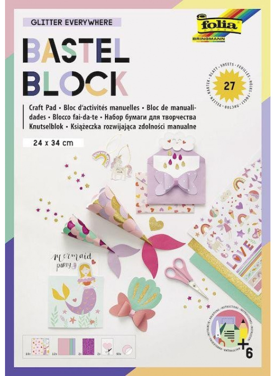 Folia Designové gliterové papíry 27 listů