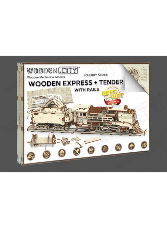 Wooden City Puzzle 3D Vlak + vagon, dřevěné Matyska a.s.