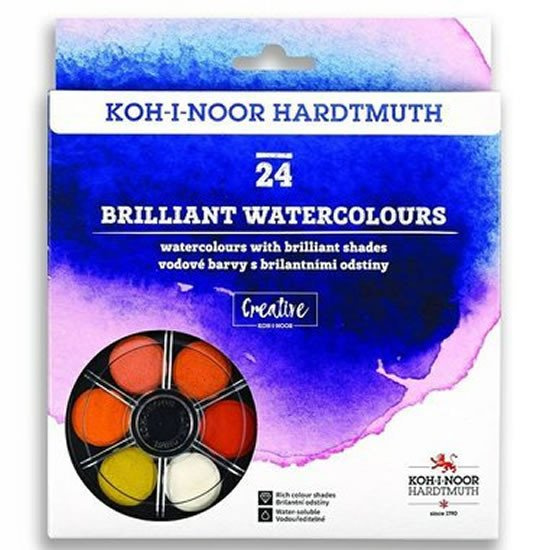 Koh-i-noor vodové barvy/vodovky BRILLIANT kulaté 24 barev KOH-I-NOOR HARDTMUTH Trade a.s.