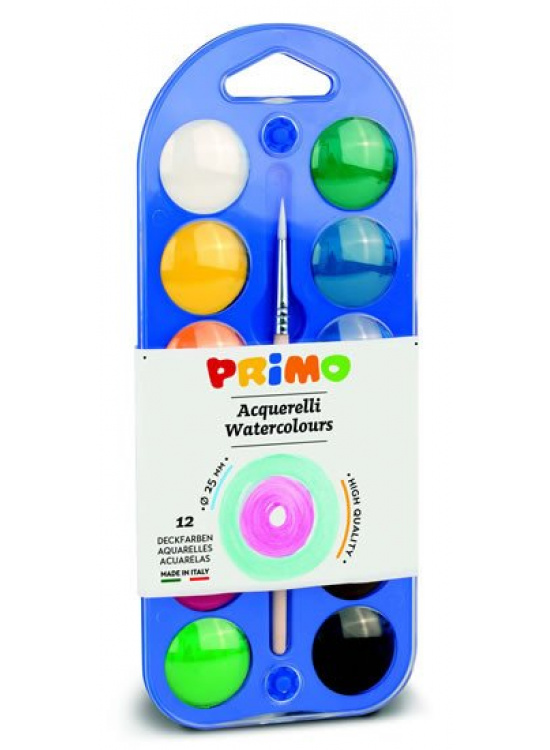 PRIMO Vodové barvy průměr 25mm 12ks + štětec RICO.CZ s.r.o.