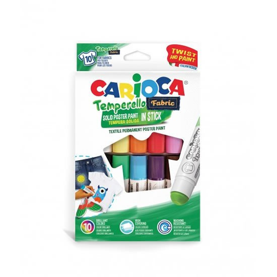 CARIOCA tuhé temperové barvy na textil 10 ks