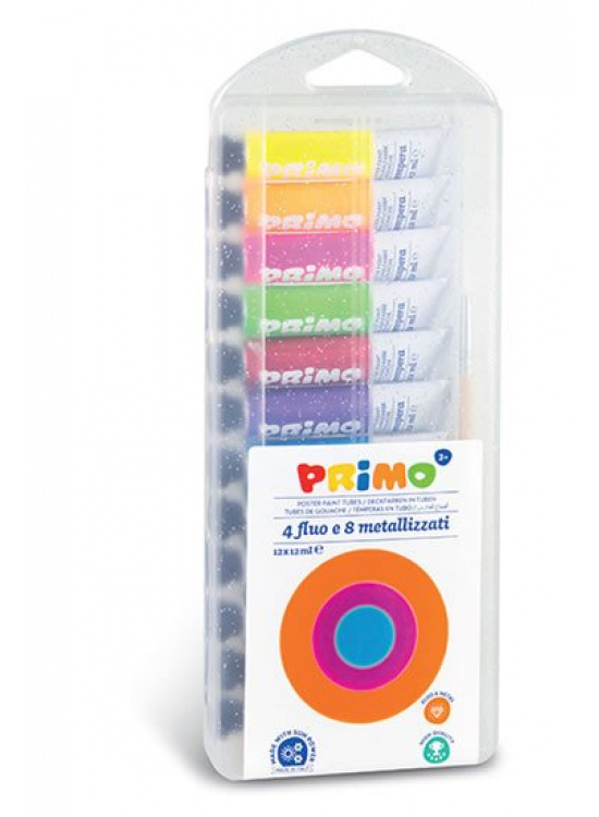 PRIMO temperové barvy metalické + fluo 12 x 12 ml RICO.CZ s.r.o.