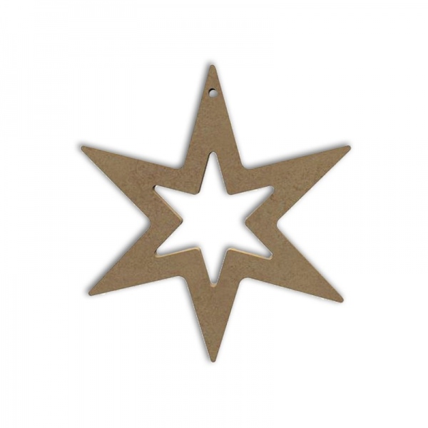 Dřevěný výřez k dekoraci Gomille závěsný, 15 cm – hvězda obrys Aladine