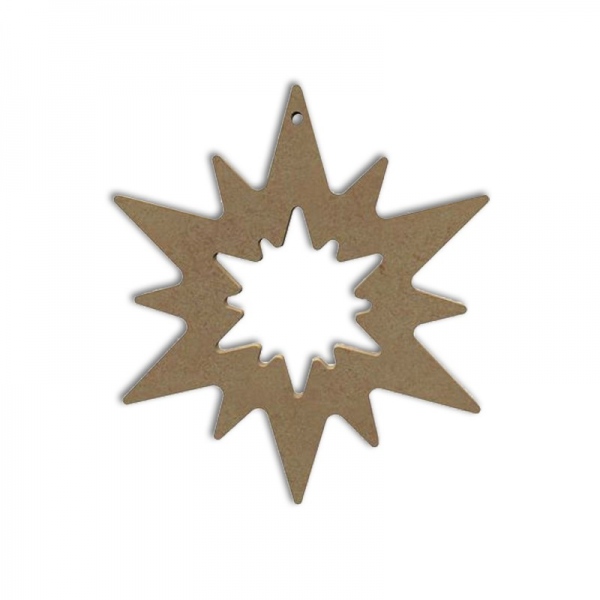 Dřevěný výřez k dekoraci Gomille závěsný, 15 cm – zářící hvězda obrys Aladine