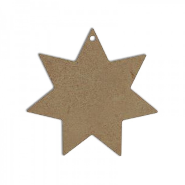 Dřevěný výřez k dekoraci Gomille závěsný, 10 x 10 cm – hvězda sedmicípá Aladine