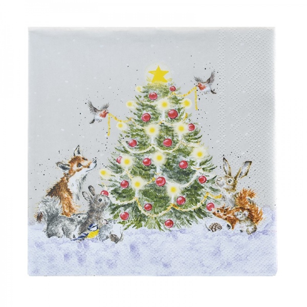 Papírové ubrousky Wrendale Designs, 33 x 33 cm – vánoční stromek Aladine