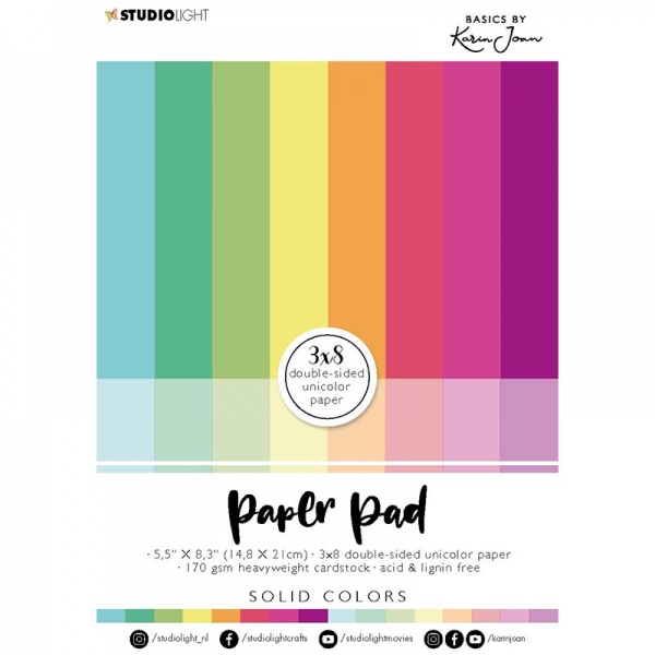 Blok barevných papírů Studio Light, A5 (24 listů) – zářivé barvy Aladine