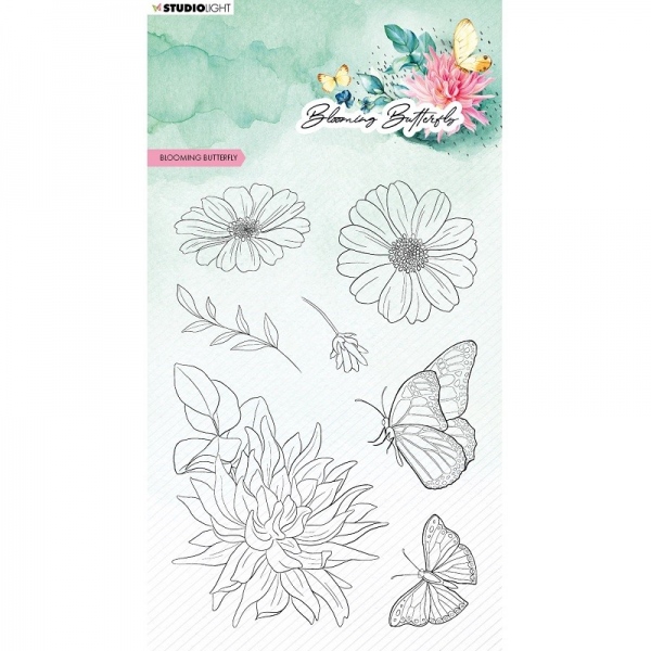 Gelová razítka Studio Light Blooming Butterfly (7 ks) – květiny a motýlci Aladine