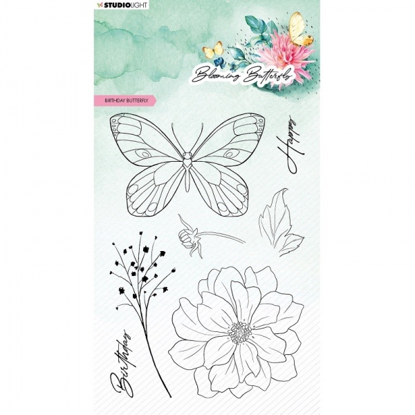 Gelová razítka Studio Light Blooming Butterfly (7 ks) – narozeninový motýl Aladine