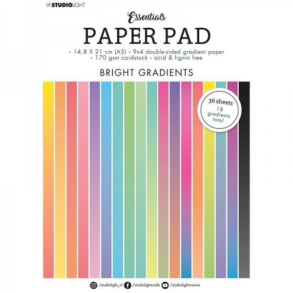 * Blok papírů s barevnými přechody Studio Light, A5 (36 listů) – zářivé barvy Aladine
