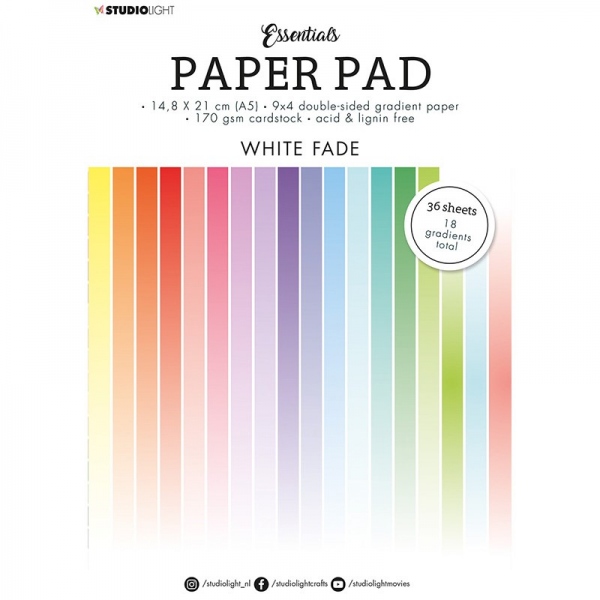 Blok barevných papírů Studio Light, A5 (36 listů) – barevné přechody do bílé Aladine