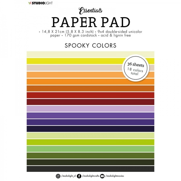 Blok barevných papírů Studio Light, A5 (36 listů) – halloweenské barvy Aladine