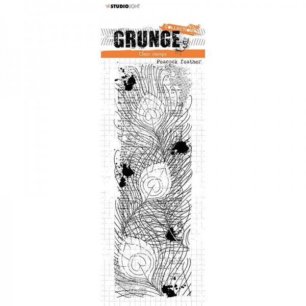 Gelové razítko Studio Light Grunge, 21 x 7,4 cm – paví pera Aladine
