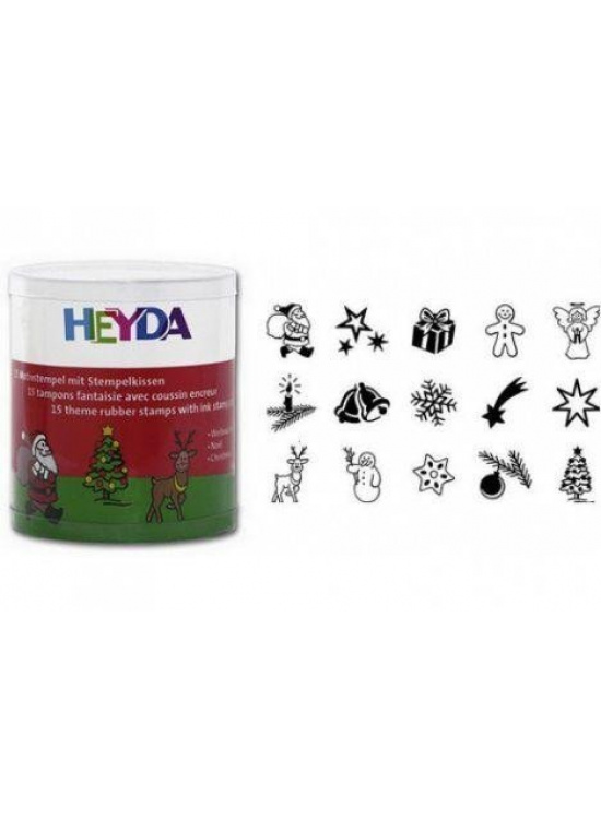 HEYDA Dřevěná razítka - vánoce 15 ks