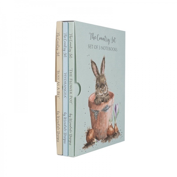 Sada zápisníků Wrendale Designs (3 ks) – králík, ježek, hortenzie Aladine