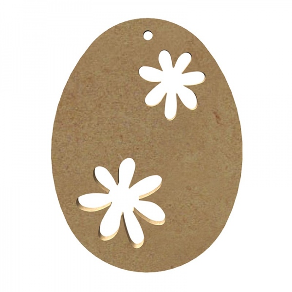 Dřevěný výřez k dekoraci Gomille závěsný, 10 cm – vajíčko s květinou Aladine