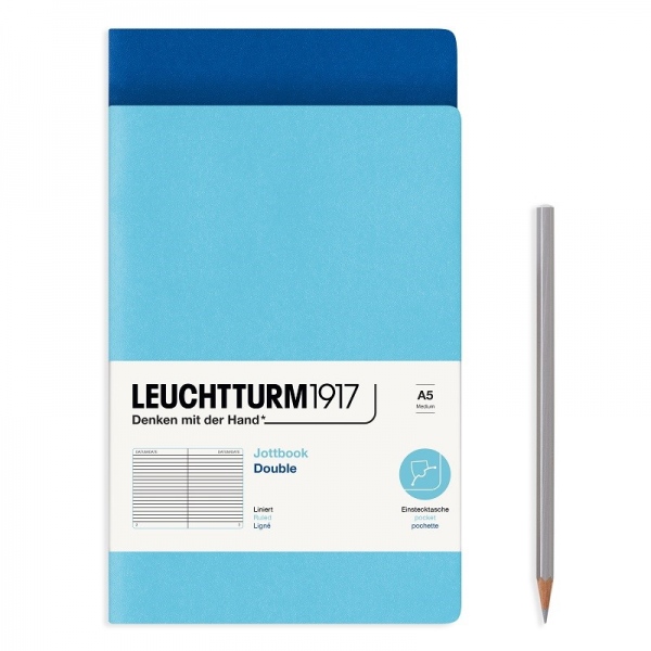 Notes Leuchtturm, A5, linkovaný (sada 2 ks) – modrý Aladine