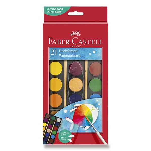 Vodové barvy Faber-Castell 21 barev, průměr 30 mm Faber-Castell