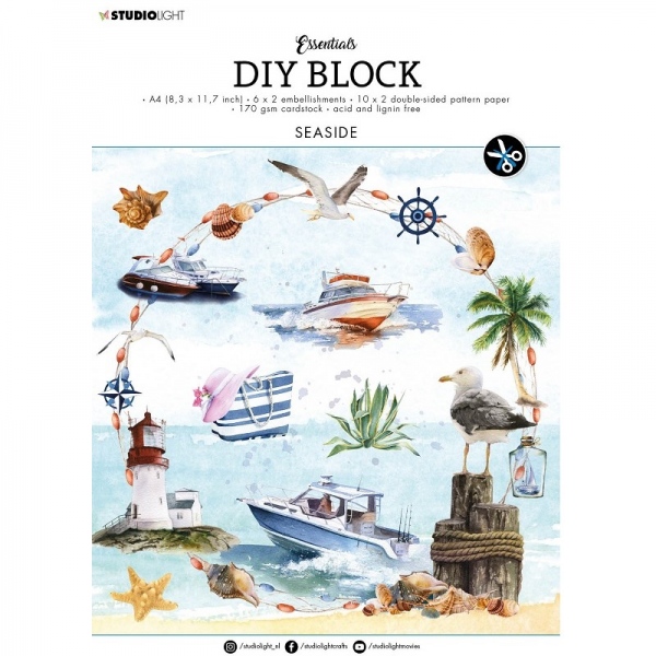DIY Blok s výseky, A4 – Mořské pobřeží Aladine