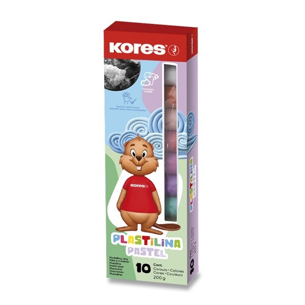 Modelína Kores Pastel 10 barev, v krabičce 200 g Kores