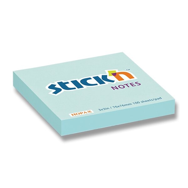 Samolepicí bloček Hopax Stick’n Pastel Notes 76 × 76 mm, 100 listů, výběr barev modrá Stick’n by Hopax