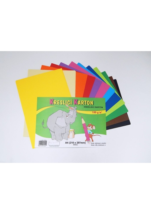 Karton kreslící barevný A4/60/180g - mix 12 barev KOH-I-NOOR