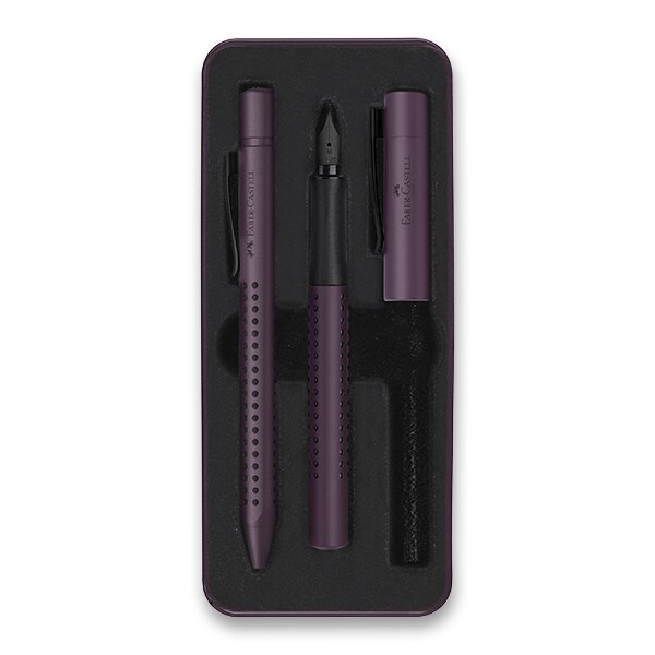 Sada Faber-Castell Grip Edition 2010 plnicí pero a kuličkové pero, výběr barev vínová Faber-Castell