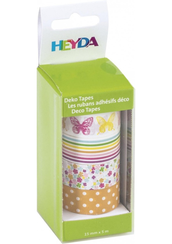 HEYDA samolepící washi papírové pásky - sada motýlci 1,5 cm x 5 m ( 4 ks )