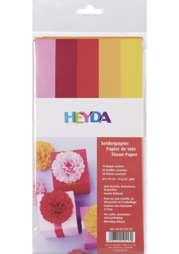 HEYDA Sada hedvábných papírů 50 x 70 cm - žlutočervený mix
