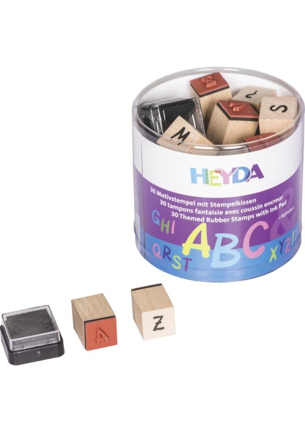 HEYDA Sada dřevěných razítek - abeceda