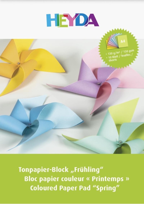 HEYDA Blok barevných papírů 130 g A4 - větrník 10 listů DAVER, spol. s r.o.