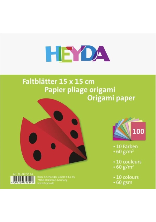 HEYDA Papíry na origami 15 x 15 cm ( 100 ks ) DAVER, spol. s r.o.