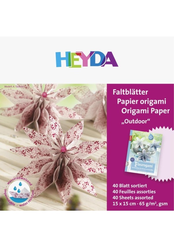 HEYDA Papíry na origami voděodolné 15 x 15 cm - červené