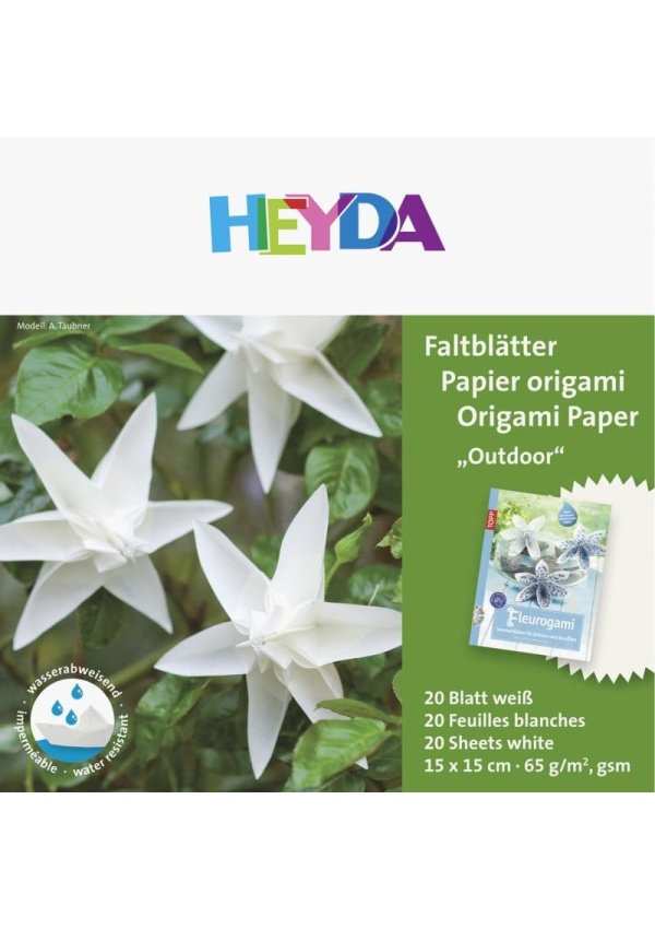 HEYDA Papíry na origami voděodolné 15 x 15 cm - bílé